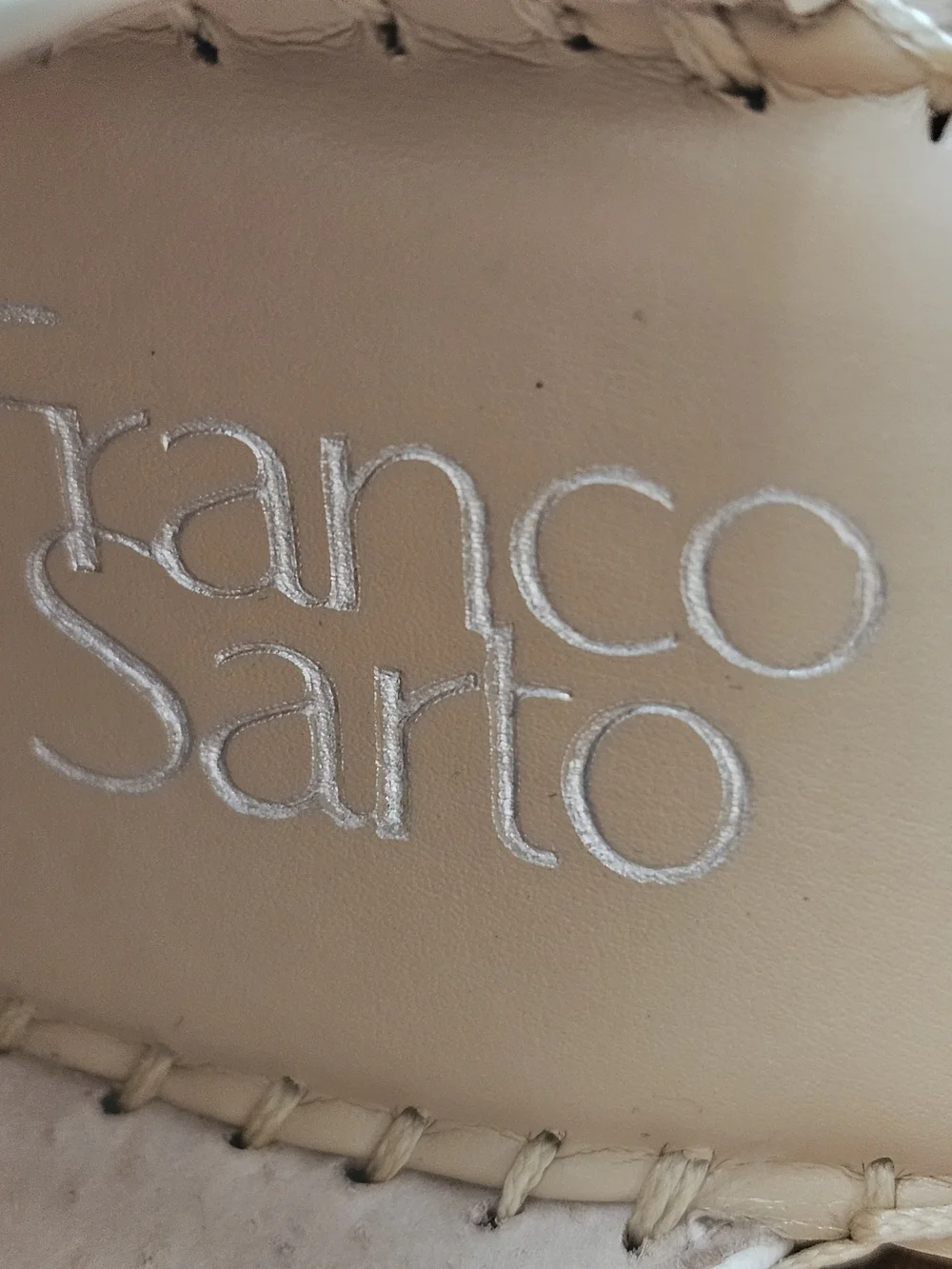 ​Franco Sarto White Leather Wedge Espadrille Sandals